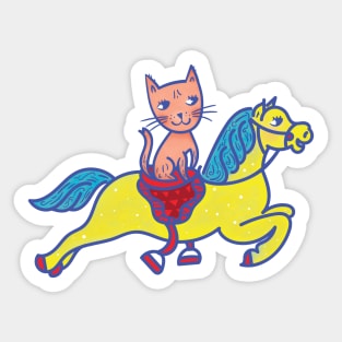 Happy Cat and Carousel Horse Sticker